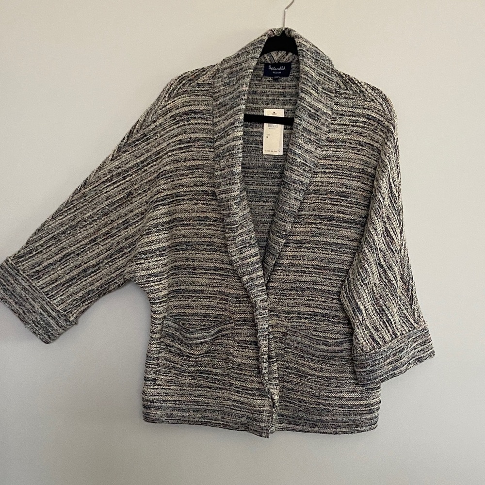 Anthropologie Gray and White Textured Blazer